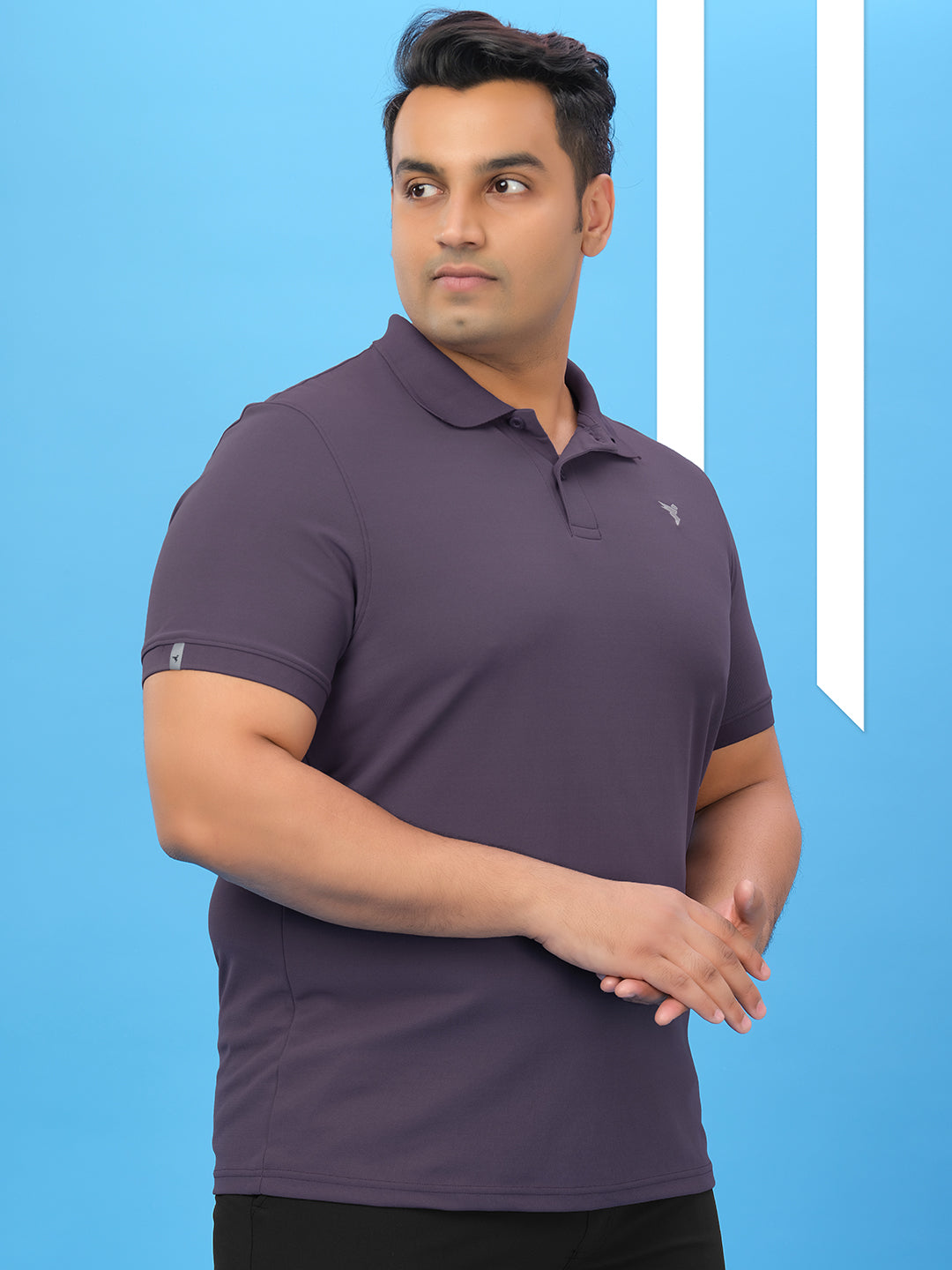 Men Plus Size Solid Polo T-shirt with MATPIQ