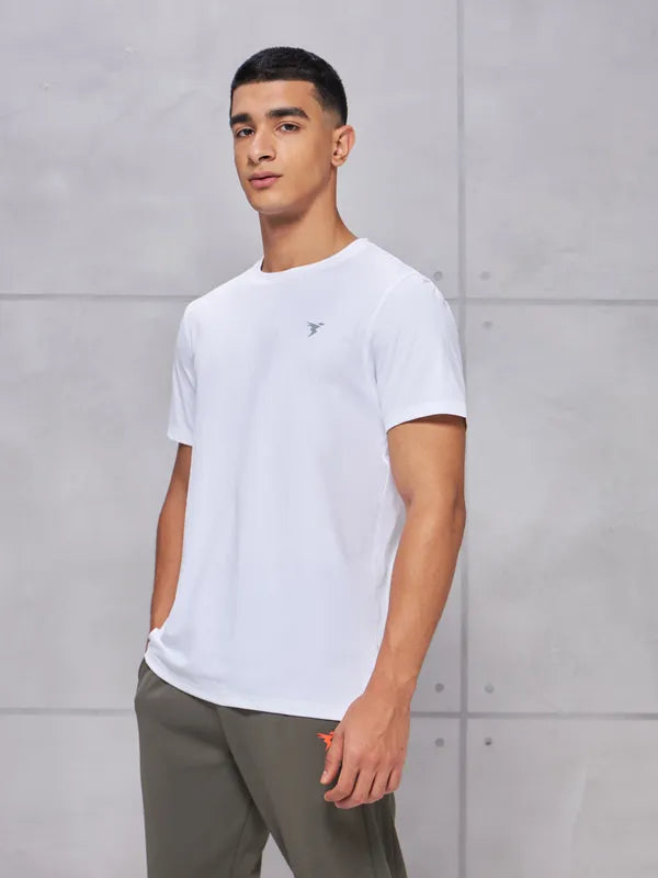 Men Solid Slim Fit Crew Neck T-shirt with COTFLEX