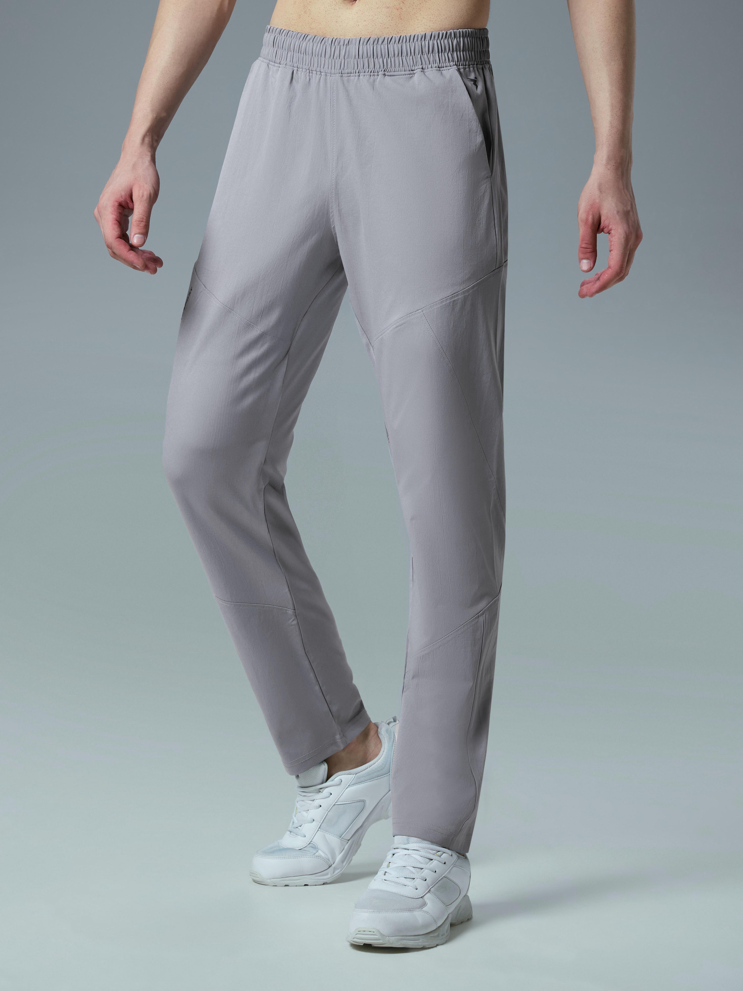 Light Grey Solid Regular Fit Track Pants main image 0