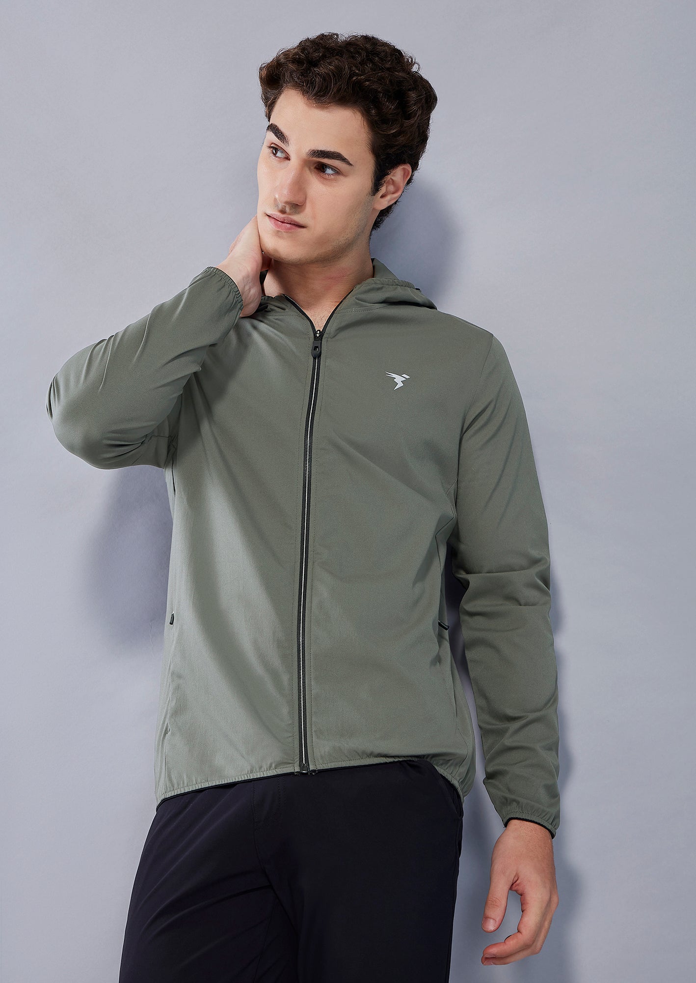 Men Slim Fit Hooded Jacket with Techno Dry - Main Image