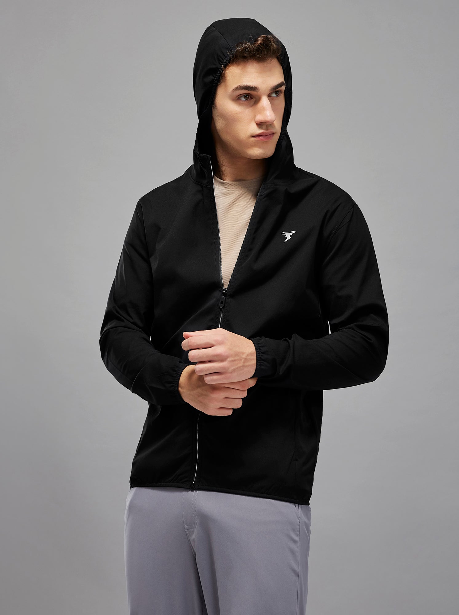 Slim Fit Thin Black Hoodie Mens Men Slim Fit Hooded Jacket With