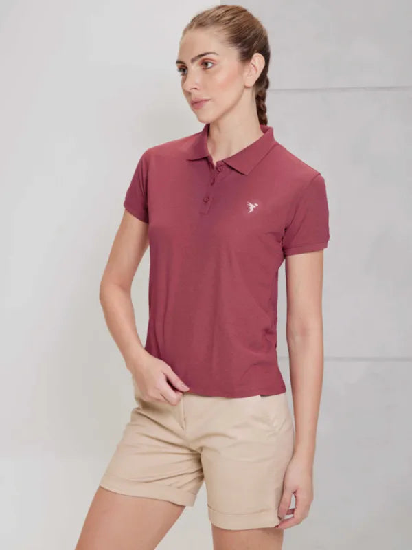 Women Slim Fit Polo T-shirt with Matpiq - Main Image