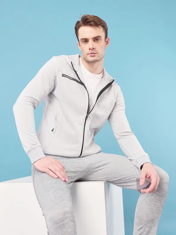 Men Slim Fit Hooded Jacket with Techno Dry