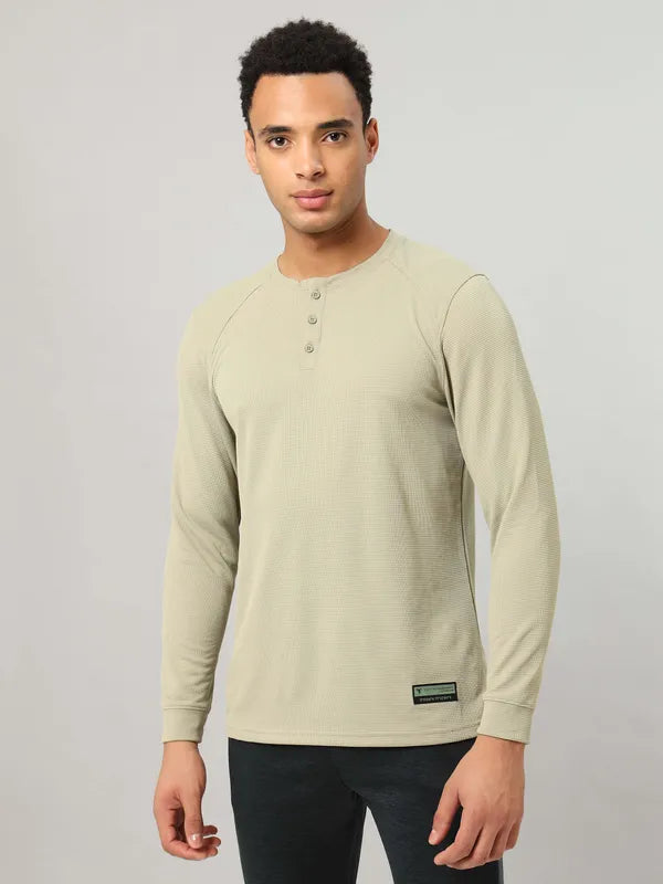 thumbnail image 2 of Men's Long Sleeve Henley 3 Button Pullover Cotton T-Shirt Crew Neck | UK 2 of 12