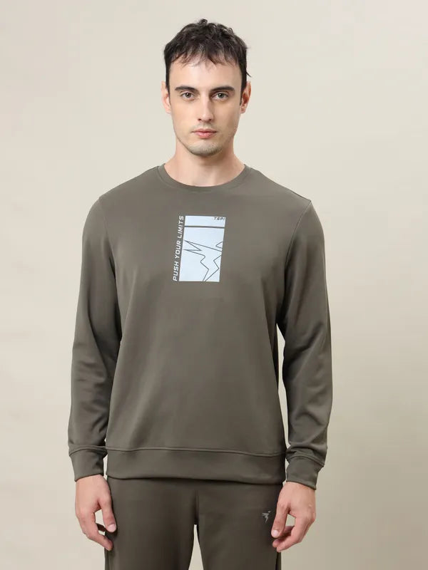 Men Slim Fit Crew Neck Sweatshirt with Elasto Plus