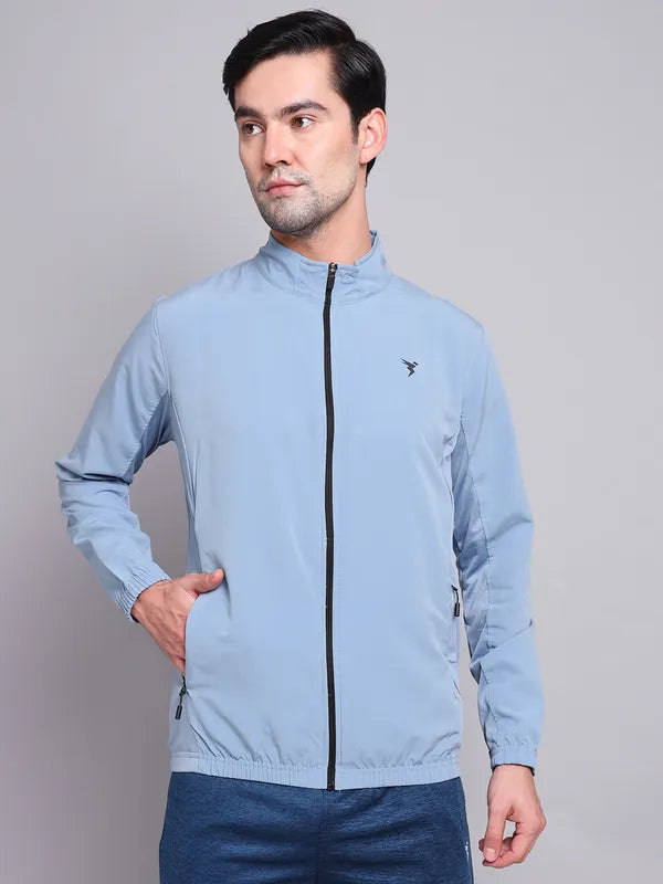 Men Slim Fit Mock Neck Jacket with Technolite