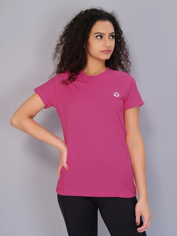 Women Slim Fit Crew Neck T-shirt with Techno Cool