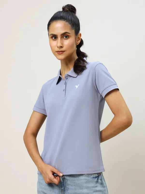 Women Slim Fit Polo T-shirt with Matpiq