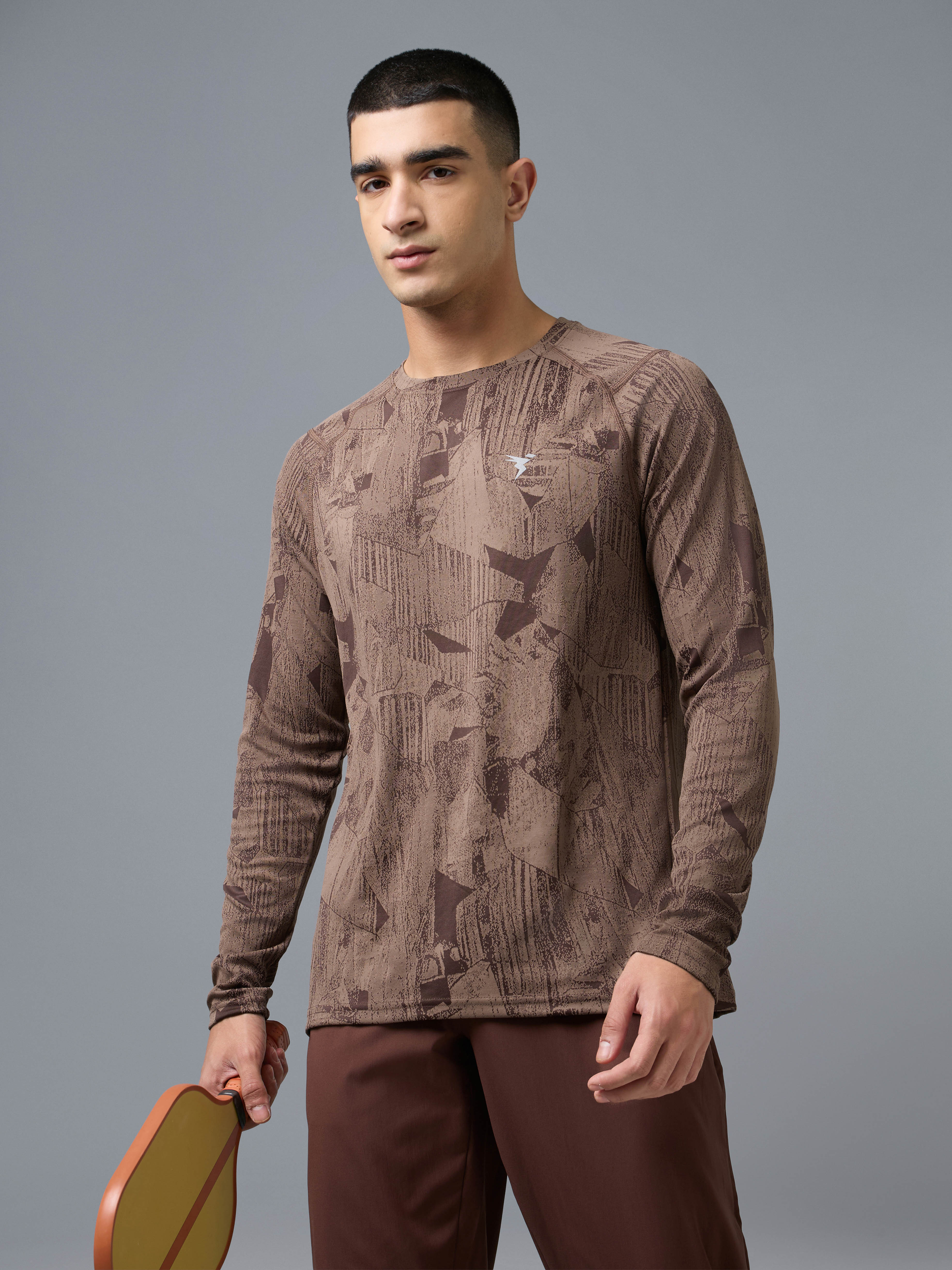 Men Jacquard Slim Fit Round Neck T-shirt with DOUBLE COOL