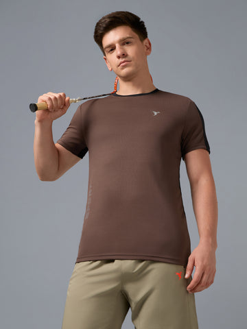 Men Solid Slim Fit Crew Neck T-shirt with TECHNO COOL+