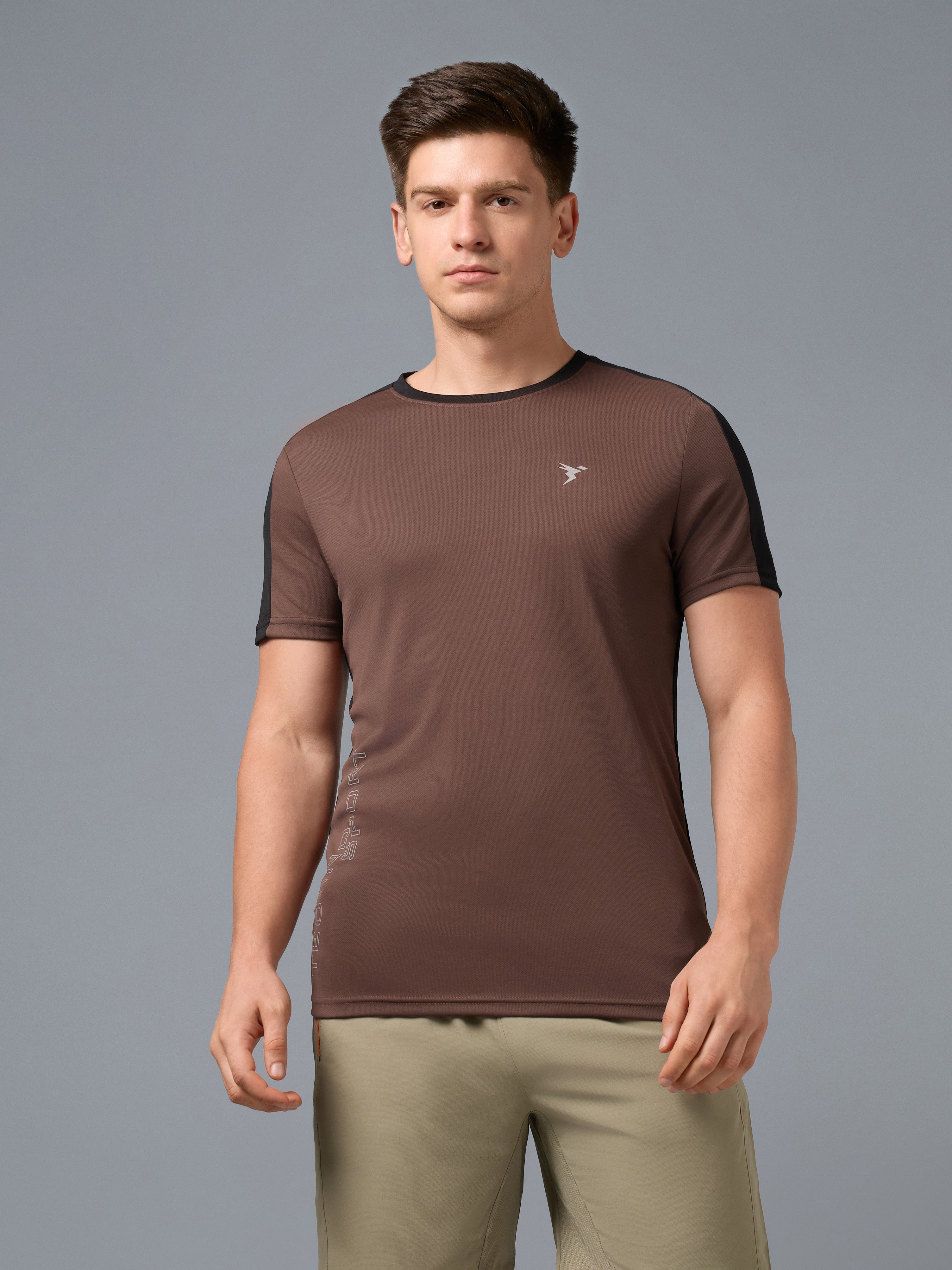Men Solid Plus Size Slim Fit Crew Neck T-shirt with TECHNO COOL+