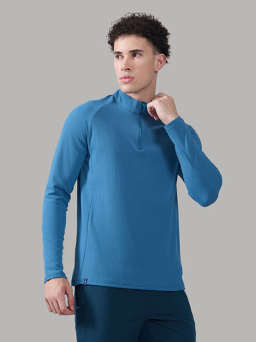 Men Solid Slim Fit Mock Neck Sports T-shirt with ELASTO PLUS