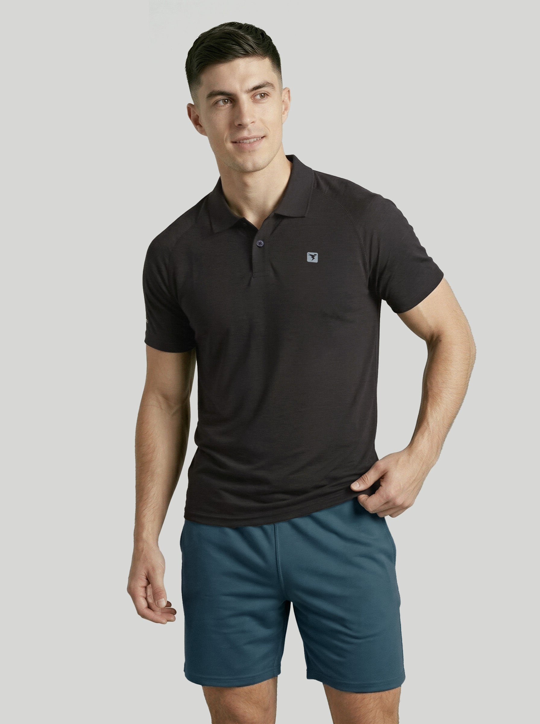 Men Melange Slim Fit Polo T-shirt with DOUBLE COOL