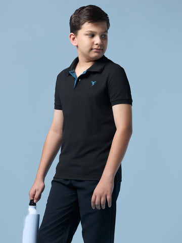 Boys Solid Slim Fit Polo Sports T-shirt with MATPIQ