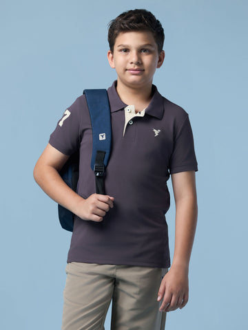 Boys Solid Slim Fit Polo Sports T-shirt with MATPIQ