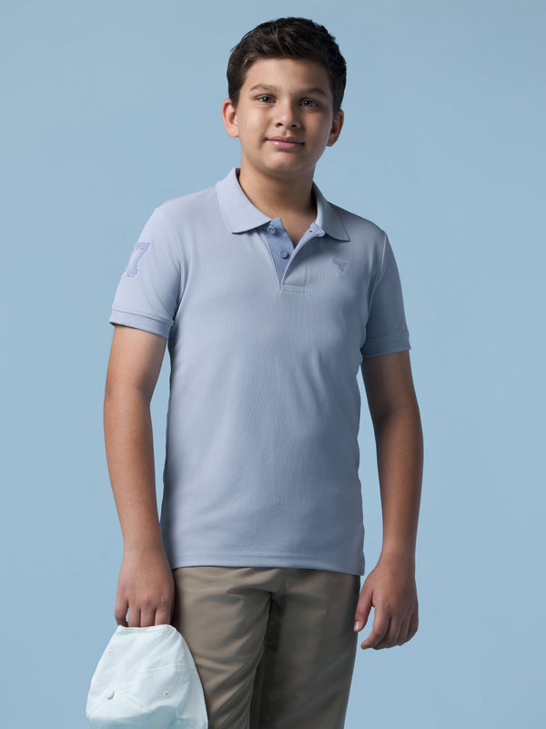 Boys Solid Slim Fit Polo Sports T-shirt with MATPIQ