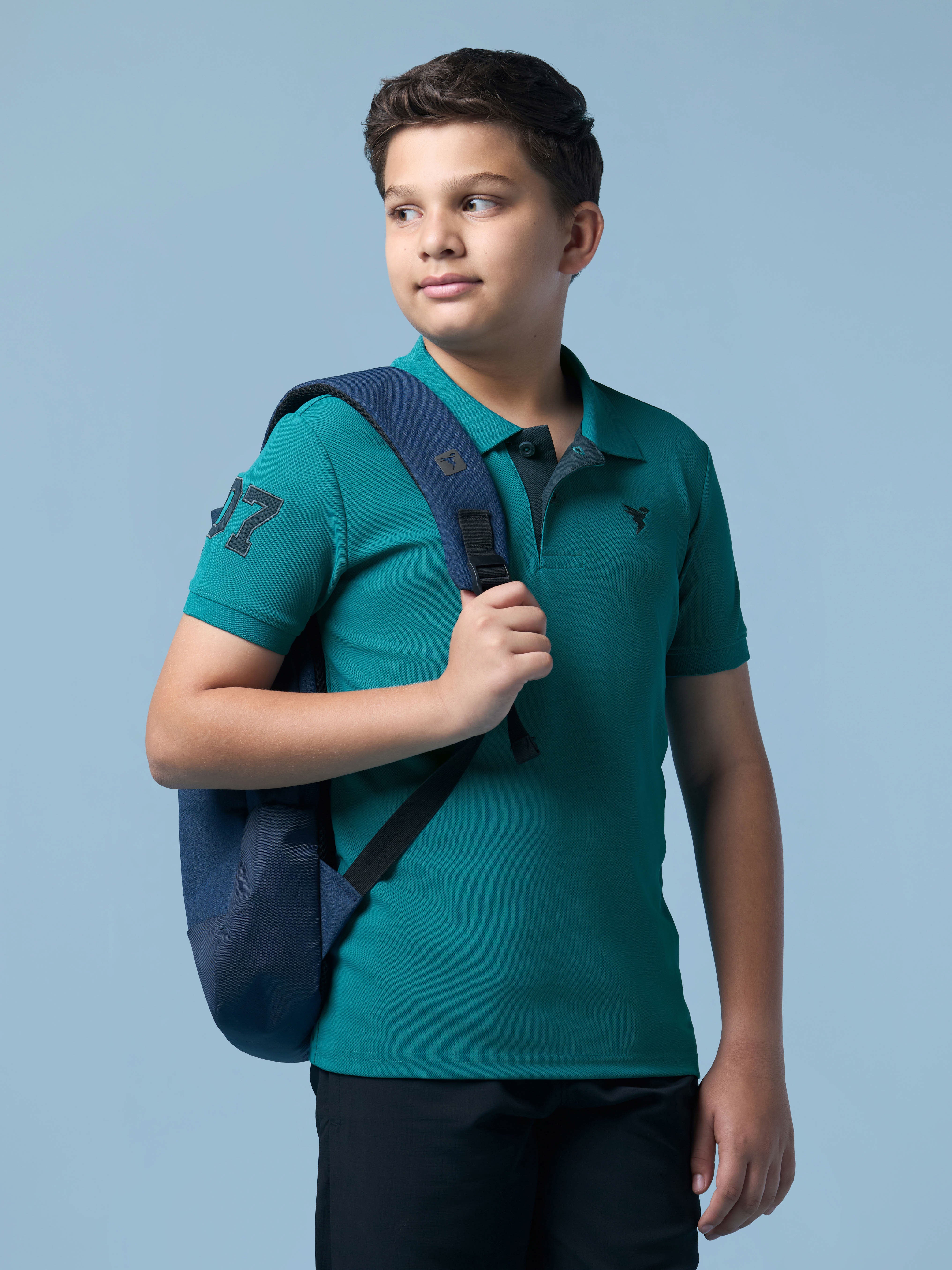 Boys Solid Slim Fit Polo Sports T-shirt with MATPIQ