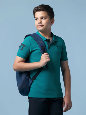 Boys Solid Slim Fit Polo Sports T-shirt with MATPIQ