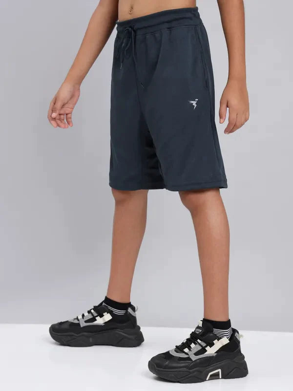 Boys Solid Slim Fit Shorts with TECHNO COOL+