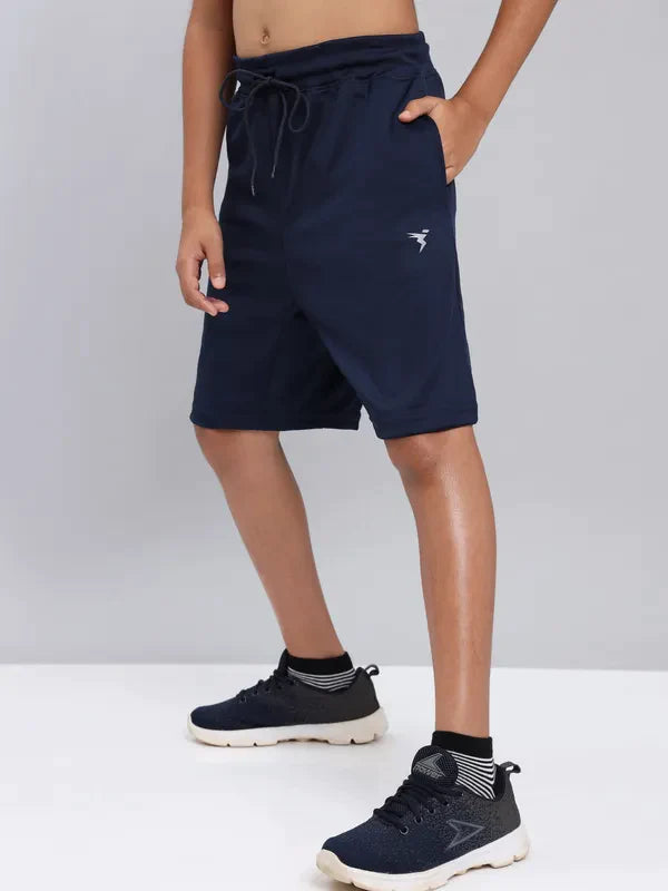 Boys Solid Slim Fit Shorts with TECHNO COOL+