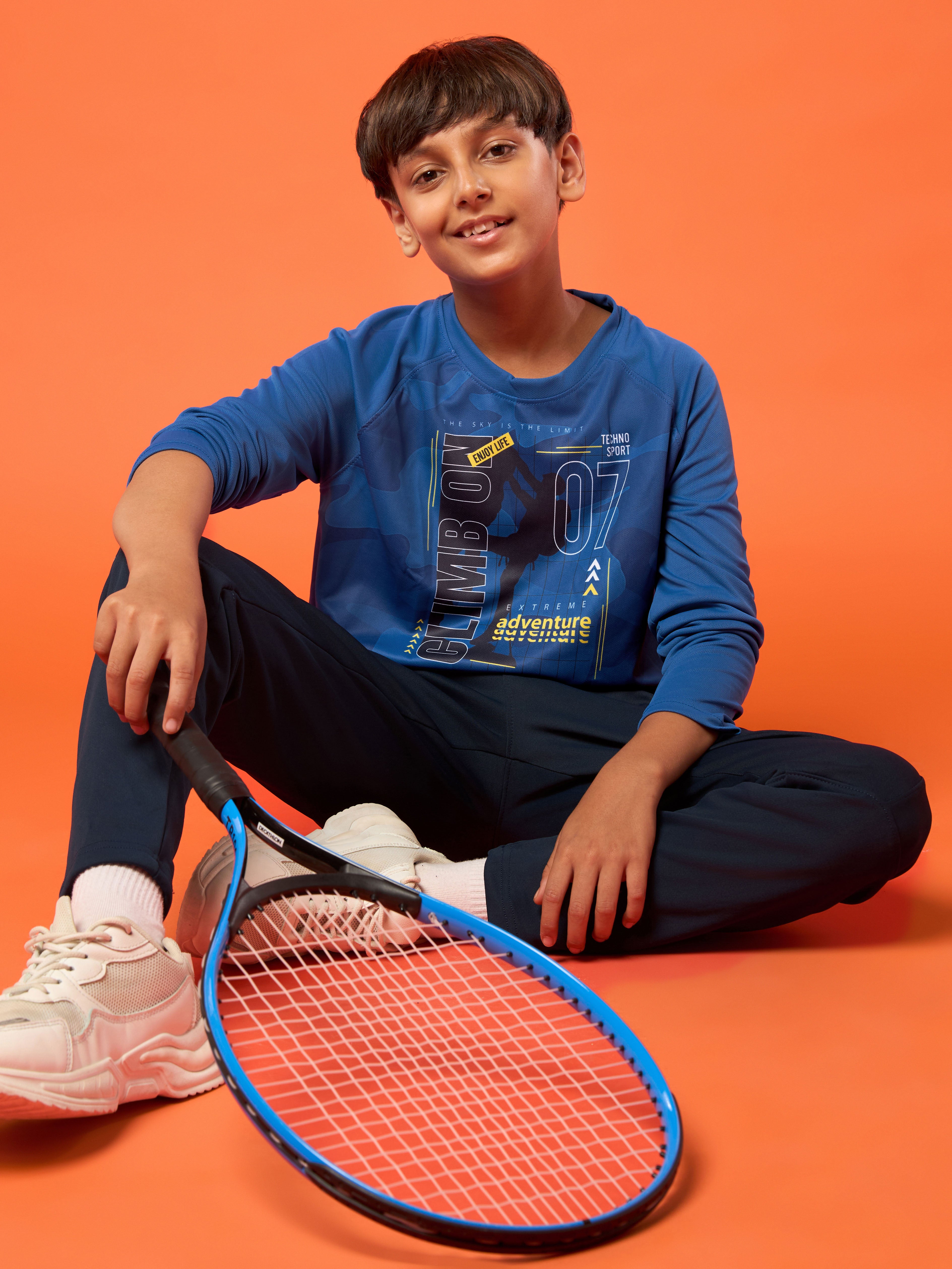 Boys Printed Slim Fit Crew Neck T-shirt with TECHNO COOL+