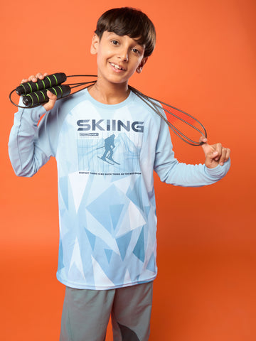 Boys Printed Slim Fit Crew Neck T-shirt with TECHNO COOL+