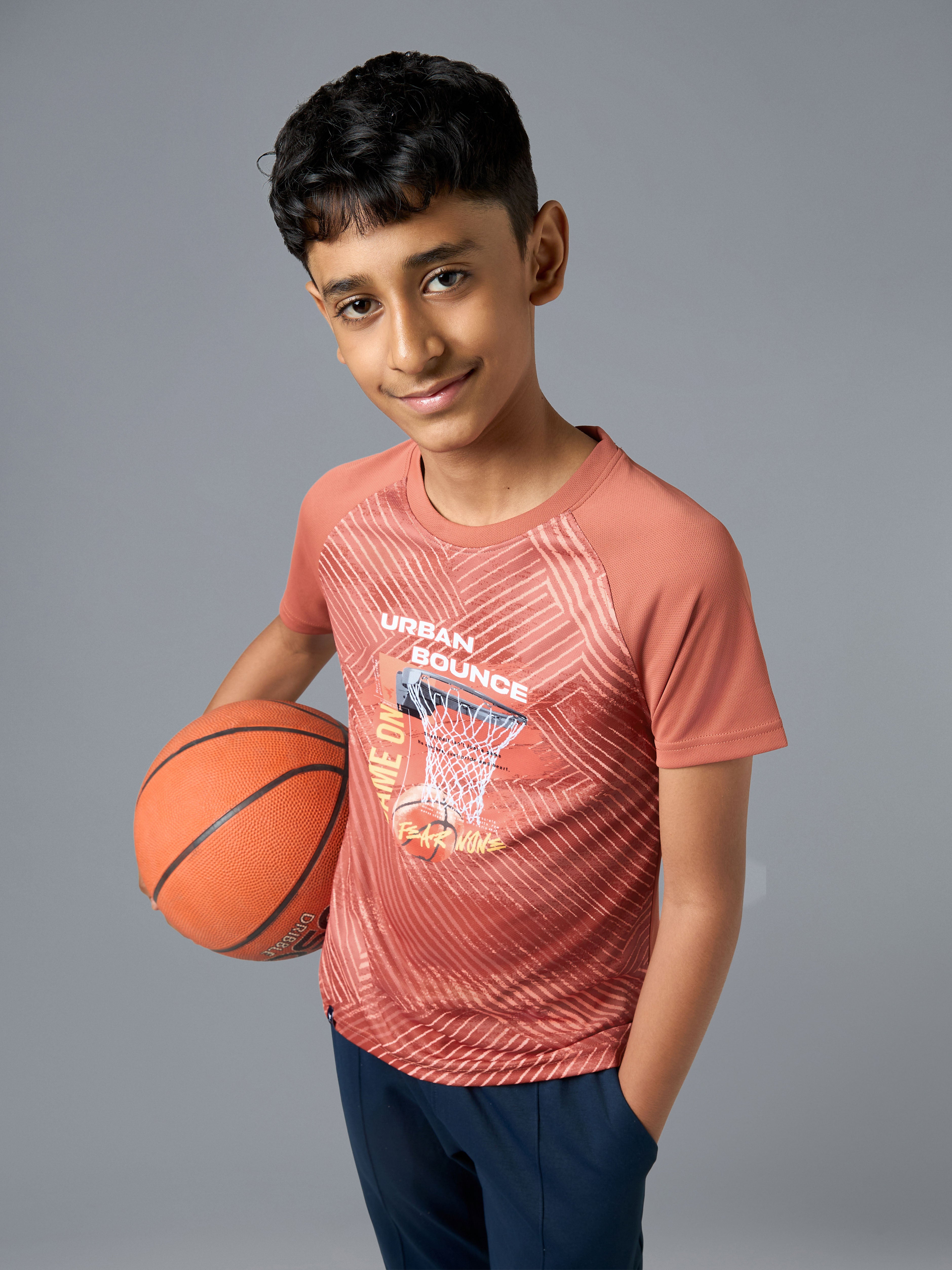 Boys Printed Slim Fit Crew Neck T-shirt with TECHNOLITE