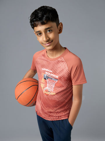 Boys Printed Slim Fit Crew Neck T-shirt with TECHNOLITE