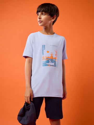 Boys Printed Slim Fit Crew Neck T-shirt with TECHNOLITE