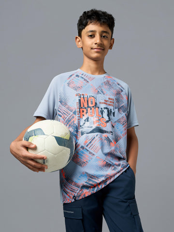 Boys Printed Slim Fit Crew Neck T-shirt with TECHNOLITE