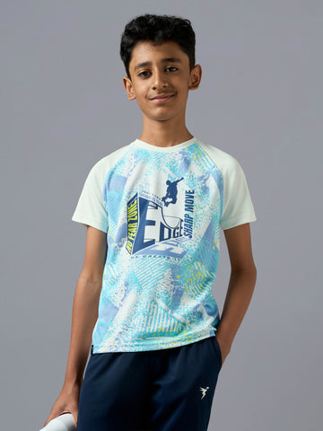 Boys Printed Slim Fit Crew Neck T-shirt with TECHNOLITE