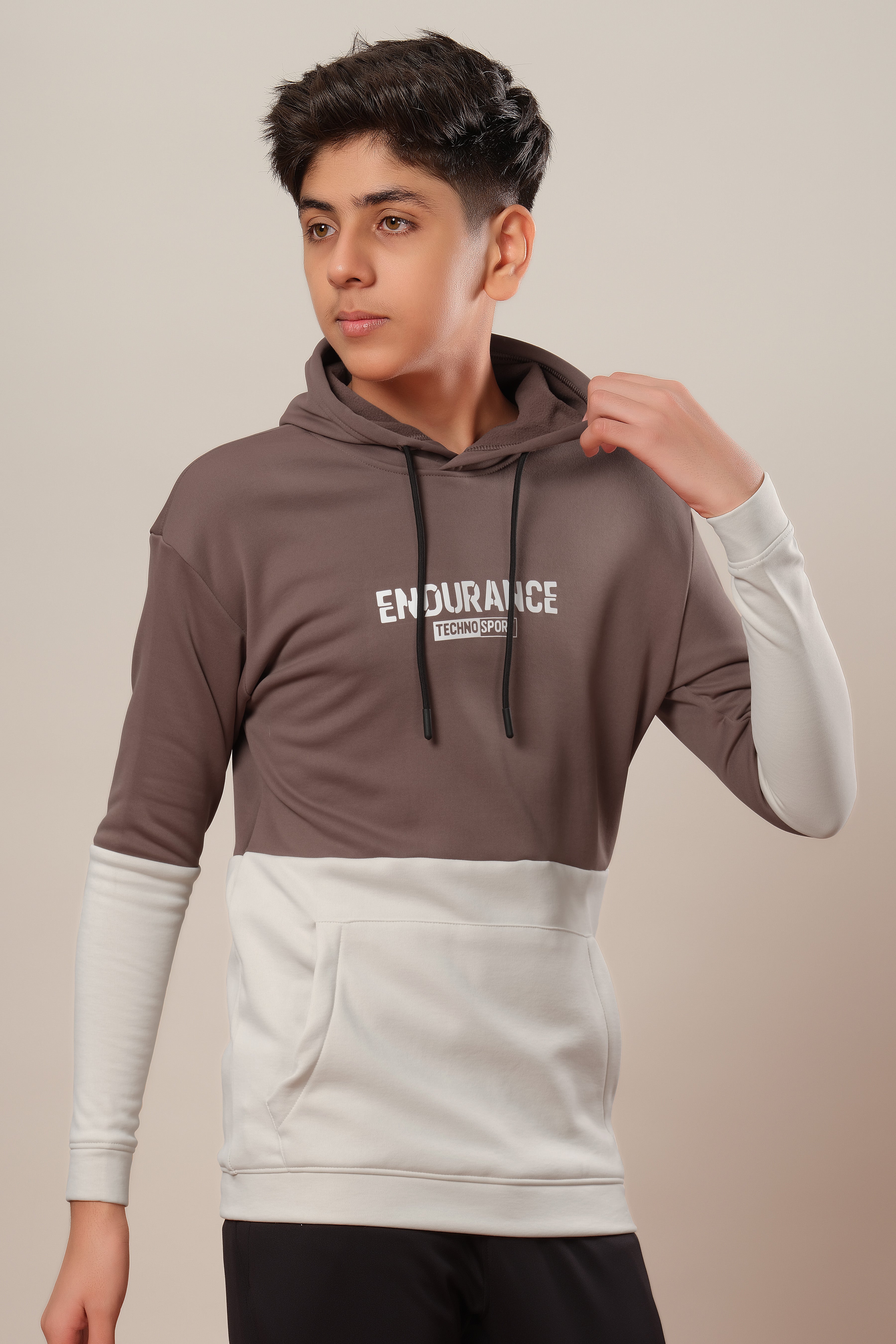 Boys Colorblock Slim Fit Hooded Sweatshirt with TECHNO WARM+