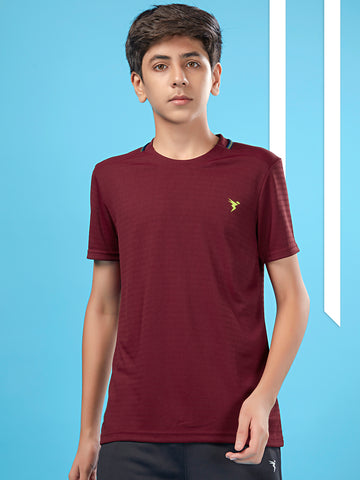 Boys Solid Slim Fit Round Neck T-shirt with TECHNOCOOL+