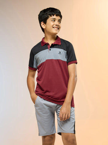 Boys Colorblock Slim Fit Polo Sports T-shirt with TECHNOCOOL+