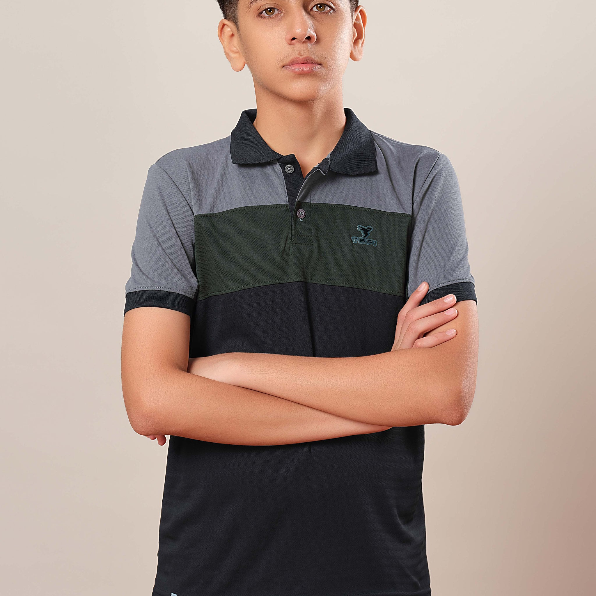 Boys Colorblock Slim Fit Polo Sports T-shirt with TECHNOCOOL+