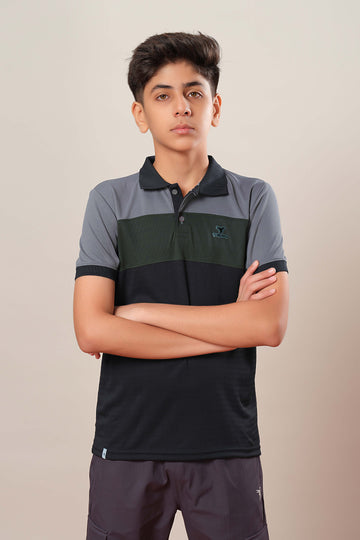 Boys Colorblock Slim Fit Polo Sports T-shirt with TECHNOCOOL+