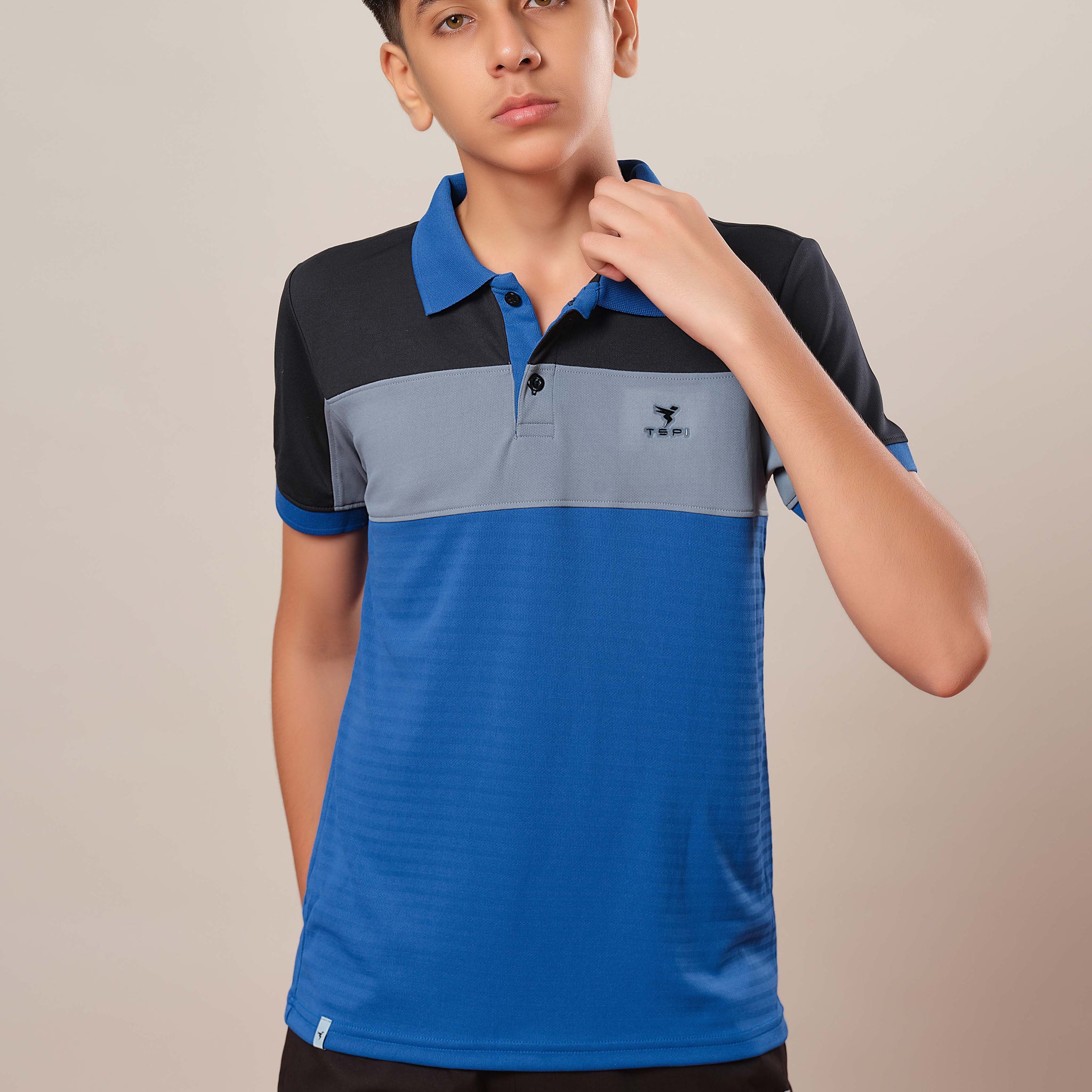 Boys Colorblock Slim Fit Polo Sports T-shirt with TECHNOCOOL+