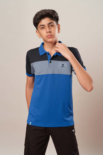 Boys Colorblock Slim Fit Polo Sports T-shirt with TECHNOCOOL+