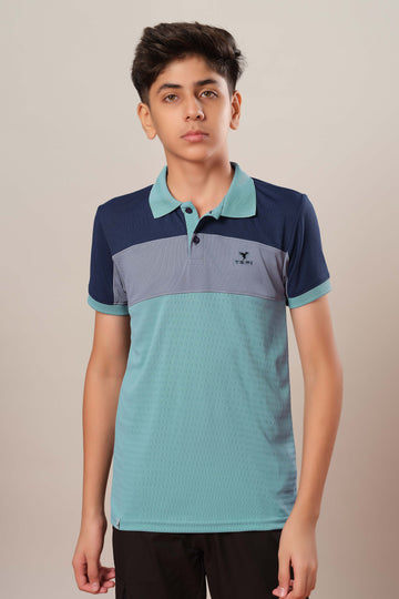 Boys Colorblock Slim Fit Polo Sports T-shirt with TECHNOCOOL+