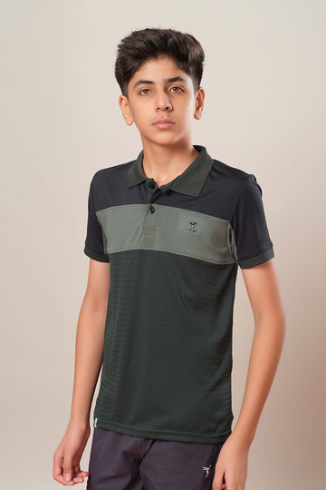 Boys Colorblock Slim Fit Polo Sports T-shirt with TECHNOCOOL+