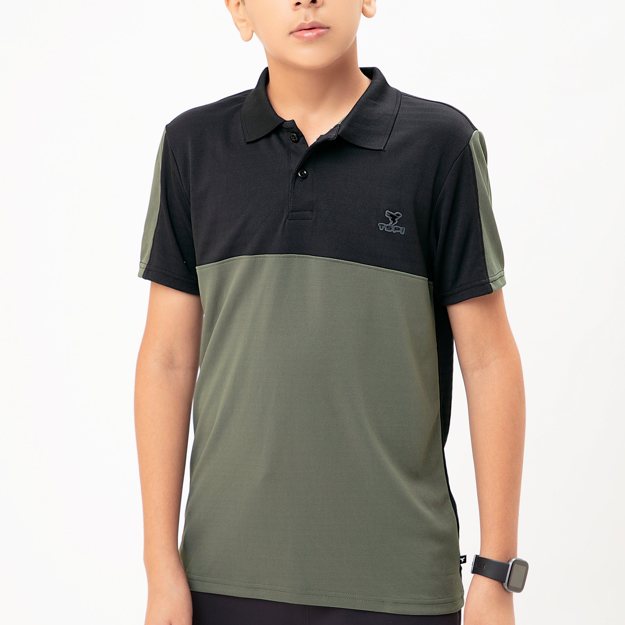 Boys Colorblock Slim Fit Polo T-shirt with TECHNO COOL+