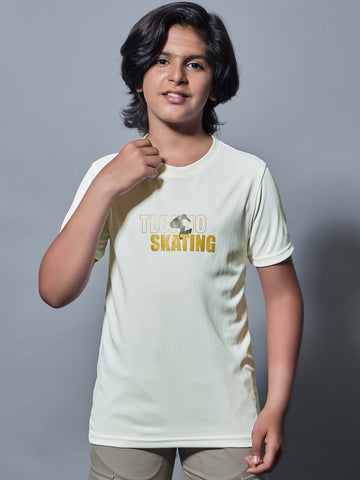 Boys Printed Slim Fit Round Neck Sports T-shirt with TECHNOCOOL+