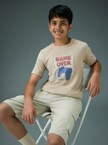 Boys Printed Slim Fit Round Neck Sports T-shirt with TECHNOCOOL+