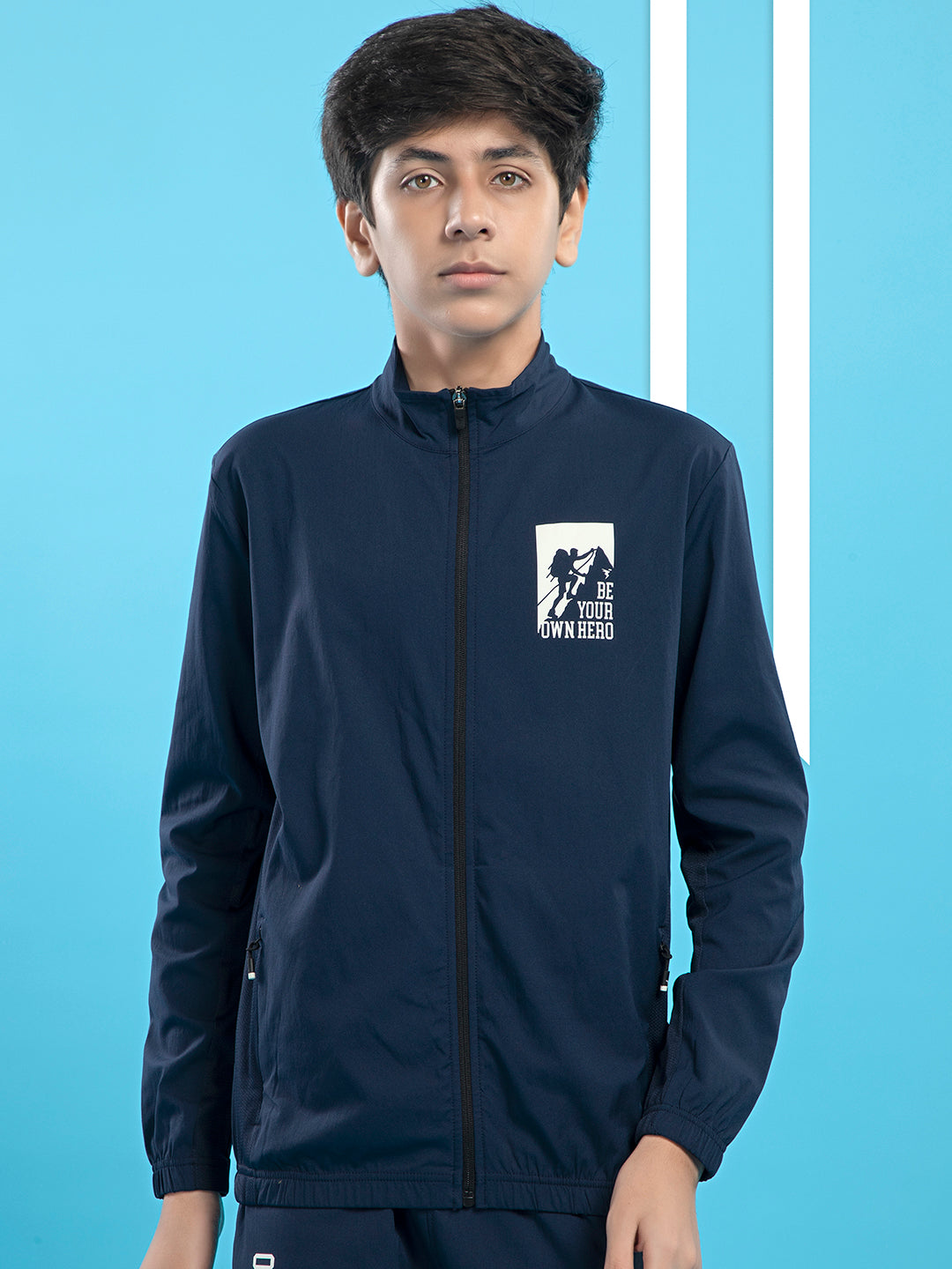 【希少】Sports Jacket Boys Colorblock Slim Fit Mock Neck Sports Jacket with TS FLEXI