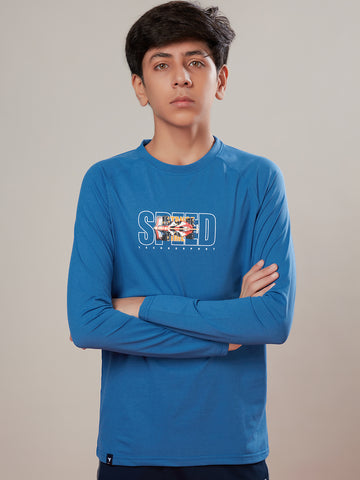 Boys Solid Slim Fit Round Neck Sports T-shirt with COTFLEX