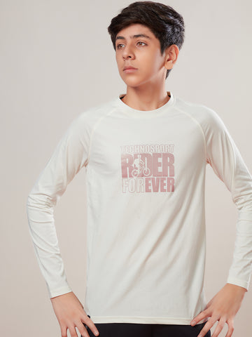 Boys Solid Slim Fit Round Neck Sports T-shirt with COTFLEX