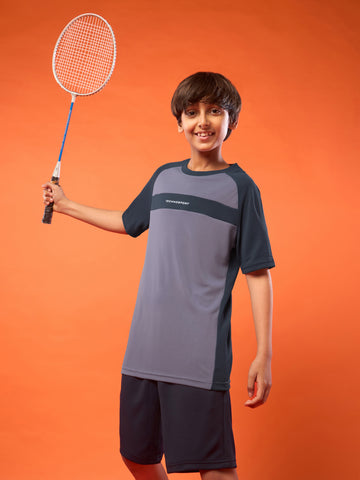 Boys Colorblock Slim Fit Round Neck T-shirt with DOUBLE COOL
