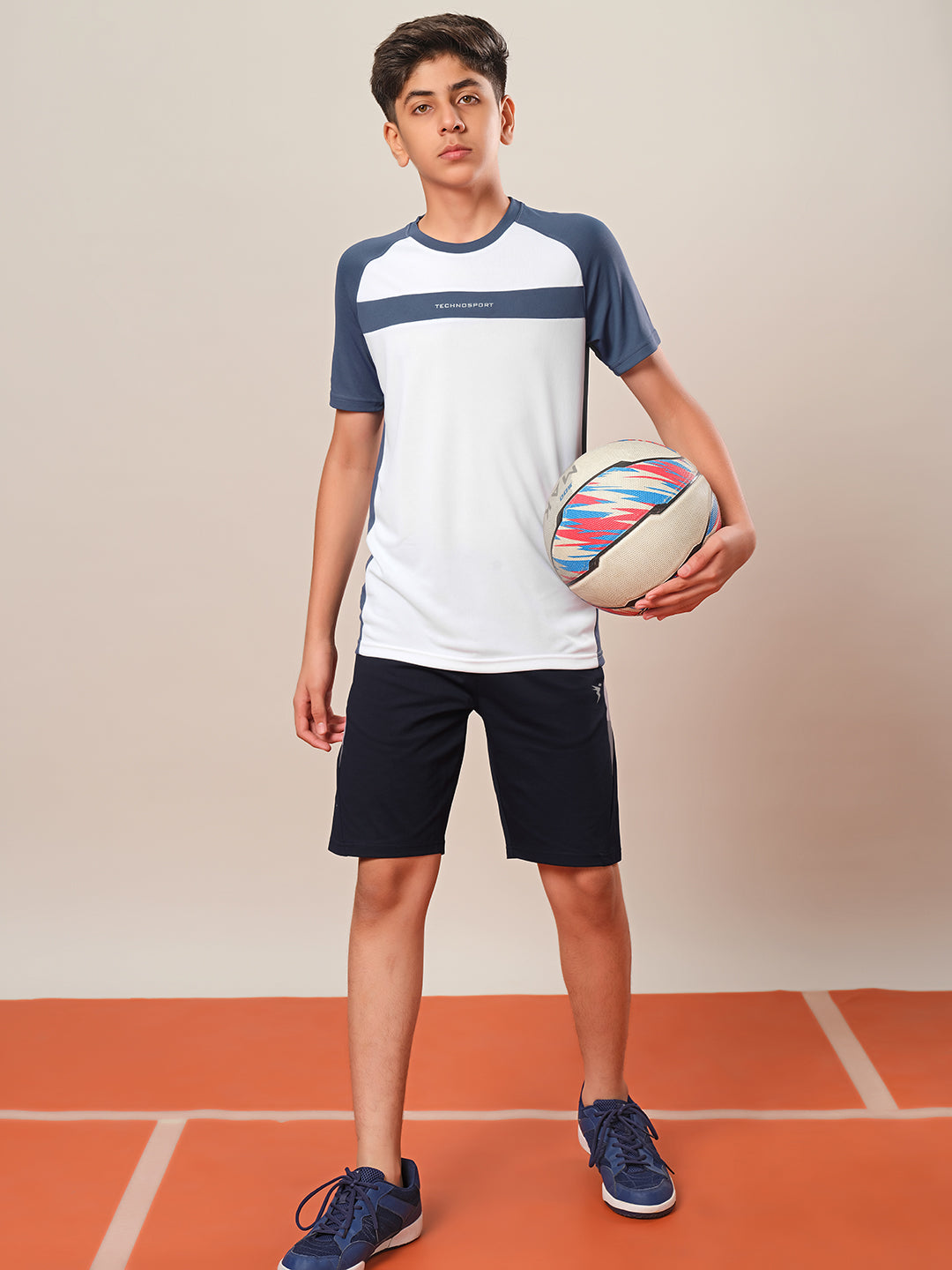 Boys Colorblock Slim Fit Round Neck T-shirt with DOUBLE COOL