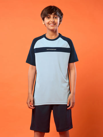 Boys Colorblock Slim Fit Round Neck T-shirt with DOUBLE COOL