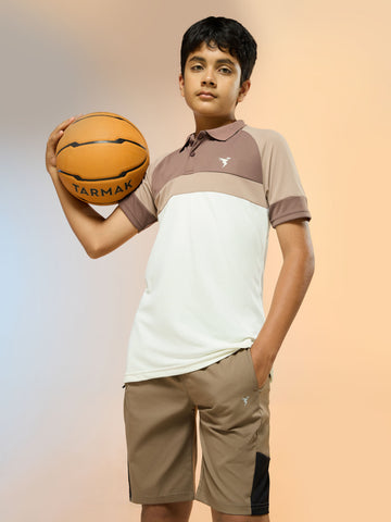 Boys Colorblock Slim Fit Polo Sports T-shirt with TECHNO DRY